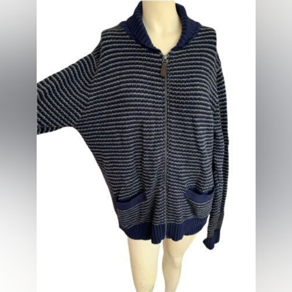 Merona Blue and White Zip Up Sweater